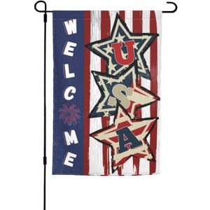 2 x Patriotic American Garden Flag 12x18 Inch Stars and Stripes 4th of July Independence Day Flags for Home Yard Outdoor Decor (without Stick)