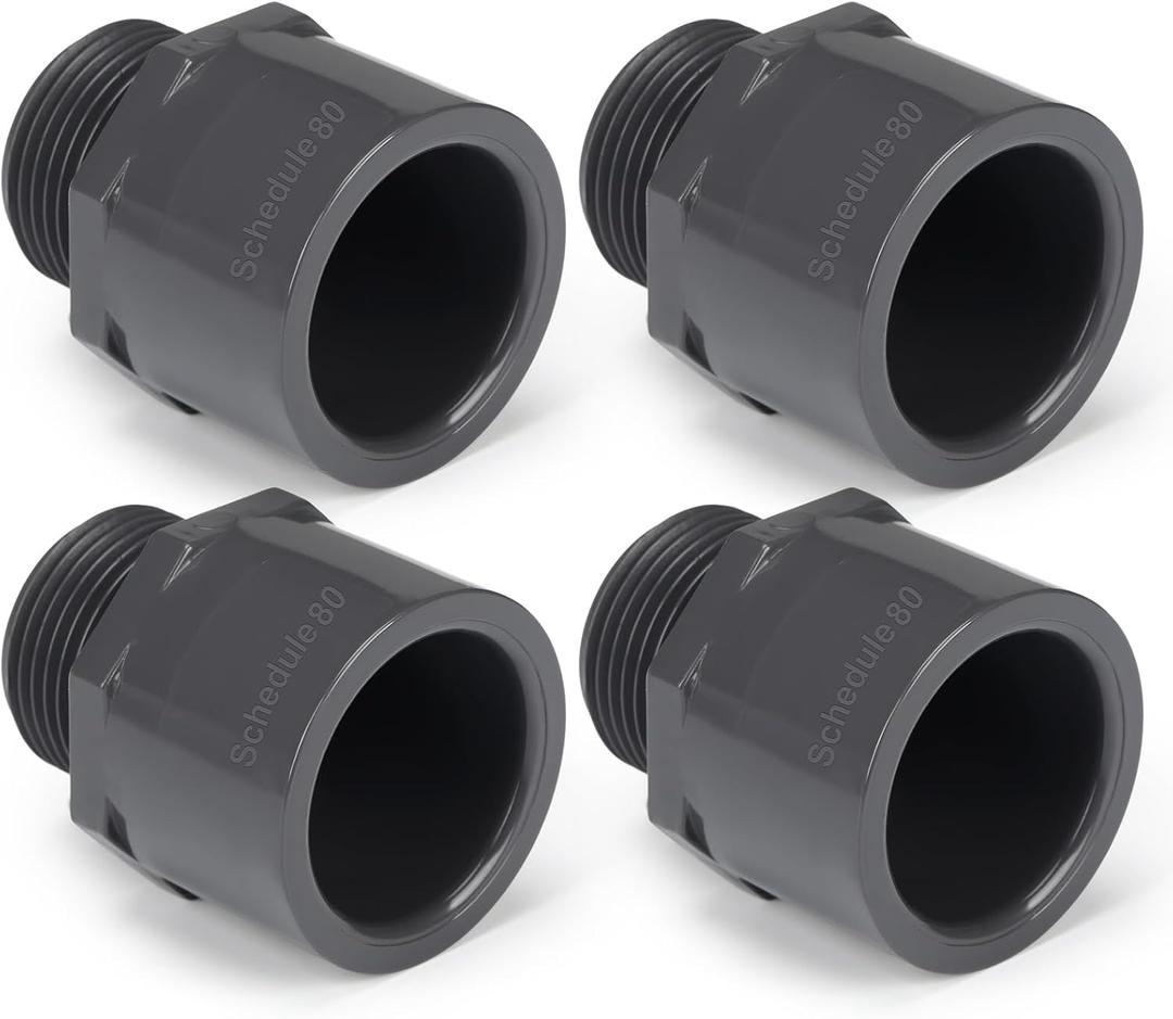 4 Pcs 1 Inch PVC Pipe Fitting Male Adapter Schedule 80 Socket x Npt Compatible with 836 Series Heavy Duty Industrial Grade Corrosion Resistant Plumbing Irrigation Connector for Water