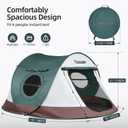 Trakiom Pop Up Tent 4 Person Instant Waterproof Camping Vestibule, 9.2 x 6.6 ft