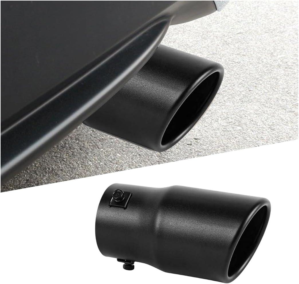 Car Exhaust Tip, 2.6" Inlet 3" Outlet 5.79" Length Stainless Steel Vehicle Exhaust Tail Pipe, Automotive Tail Throat Tailpipe Modification Accessories, Universal for Most Vehicles (Black)