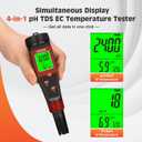 Digital pH Tester for Water, pH Meter for Hydroponic Water, TDS Tester EC PPM Test for Plant Nutrients, 4-in-1 Meter for Conductivity, pH Pen for Drinking Water, DWC, Indoor Plants
