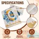 Eid Mubarak Table Runner Table Decorations 2 Pack Blue and Gold Holiday Kitchen Dining Table Runners with Moon Star and Lantern Flower for Home Party Decor 13 x 72 Inch