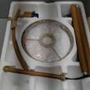 Oneach Rattan Floor Lamp for Bedroom, Boho Floor Lamp with Foot Switch, Farmhouse Standing Lamps for Living Room with Hand-Woven Shade, Walnut Metal Base & Pole