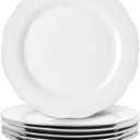 Y YHY Ceramic Dinner Plates, 10.6 Inch Porcelain Scalloped Plates, Off-White Serving Dishes Set of 6 for Home Kitchen, Microwave & Dishwasher Safe, Dinnerware Dishes Gift for Thanksgiving Christmas