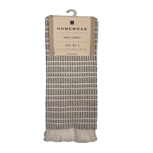 Homewear Embroidered Hand Towels - Tate Brown 2 pk