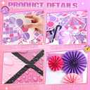 2 x Eersida 88 Pcs Pink Disco Bulletin Board Decorations with Paper Fans Back to School Classroom Bulletin Board Set Musical Note Record Bow Cutouts for Holiday School Wall Door Decor (Pink Disco)