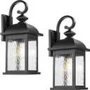 FEMILA 21" Large Exterior Wall Light Fixtures, 2 Pack Anti-Rust Waterproof Outdoor Wall Lantern Porch Lights for Entryway, Patio, Garage, Doorway, Matte Black, 4FD54B2-2PK BK-WP