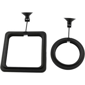 E-outstanding 2pcs Fish Feeding Ring Tropical Fish Food Ring Aquarium Fish Tank Accessories Water Plant Buoyancy Suction Cup (1 x Round Shape and 1 x Square Shape), Black