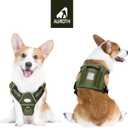 AUROTH Tactical Dog Harness for Large Dogs No Pull Adjustable Pet Harness Reflective K9 Working Training Easy Control Pet Vest Military Service Dog Harnesses, Green - Deep Enrich, M(Neck:16-22",Chest:22-33"),35-50 lbs