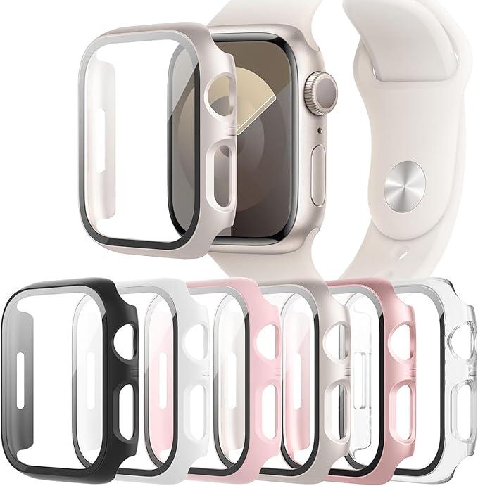 6-Pack Case Compatible with Apple Watch 40mm Series SE 3(2025)/SE 2/SE/6/5/4 with Tempered Glass Screen Protector, QCKANLJ Ultra-Thin Hard PC Full Protective Face Cover Bumper for iWatch 40 mm