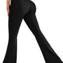 SHENHE Women's High Waist Flared Pants Sports Leggings Bootcut Workout Yoga Pants (Black, L)