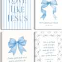 Light Blue Bow Christian Wall Art for Girls Dorm Coquette Aesthetic Scripture Canvas Prints, Christian Wall Decor for Teen Room, or Bathroom Framed Cute Spiritual Decor 16x24 inch