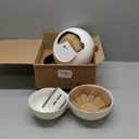 DOWAN Ceramic Bowl Set with Lids, Serving Bowls, Food Storage Container, Porcelain Prep Bowl, Small Mixing Bowls for Kitchen, Microwave & Dishwasher Safe, 64/42/22/12 Ounces, Set of 4, Soft White