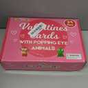 4E's Novelty 24 Pack Valentines Cards with Popping Eye Animals, Pop Out Eyes Squeeze Toy Keychain with Cards, Valentines Day Gifts for Kids Classroom Exchange for Kids Party Favors Bulk