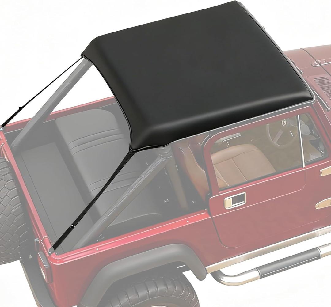 Bikini Top for Jeep CJ7, CJ8 & YJ Models, Reinforced Stitching, Heavy-Duty Sun Shade & Soft Top Replacement Cover for '76-86 CJ7, '81-85 Scrambler CJ8 & '87-91 Wrangler YJ Models