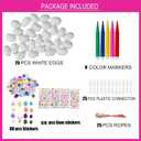 25 PCS Easter Crafts Tree Ornaments Painting Kits,Blank Paintable Eggs with Color Pens Paint Stickers for Easter Hanging Tree Ornaments Basket Stuffers Fillers