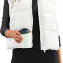Cityork Women's Puffer Vest Lightweight Sleeveless Winter Outerwear Full Zipper Warm Padded Gilet Jacket Coat with Pockets (White, M)