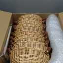 Sintuff 10 Pcs Small Wicker Basket for Gifts, Empty to Fill Chocolate Nuts Cookies Fruits with Handle, Clear Cellophane Wrap Bags and Red Pull Bows for Easter Weddding, Baby Baptisms, Mother's Day