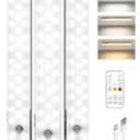 EZVALO 3-Pack Under Cabinet Lighting, 2000mAh Rechargeable Wireless Motion Sensor Lights, 62LEDs, 3 Color Temps, Dimmable, Timer, Magnetic, with Remote Control for Kitchen, Closet, Stair
