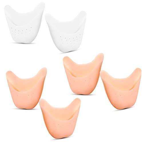 Zhanmai 6 Pcs Toe Cover Protectors for Women Silicone Toe Pouch Caps Gel Pads Pointe Shoes Protectors Gel Ballet Dance Sock Pads with Breathable Hole for Ball of Foot Metatarsal(White, Beige)