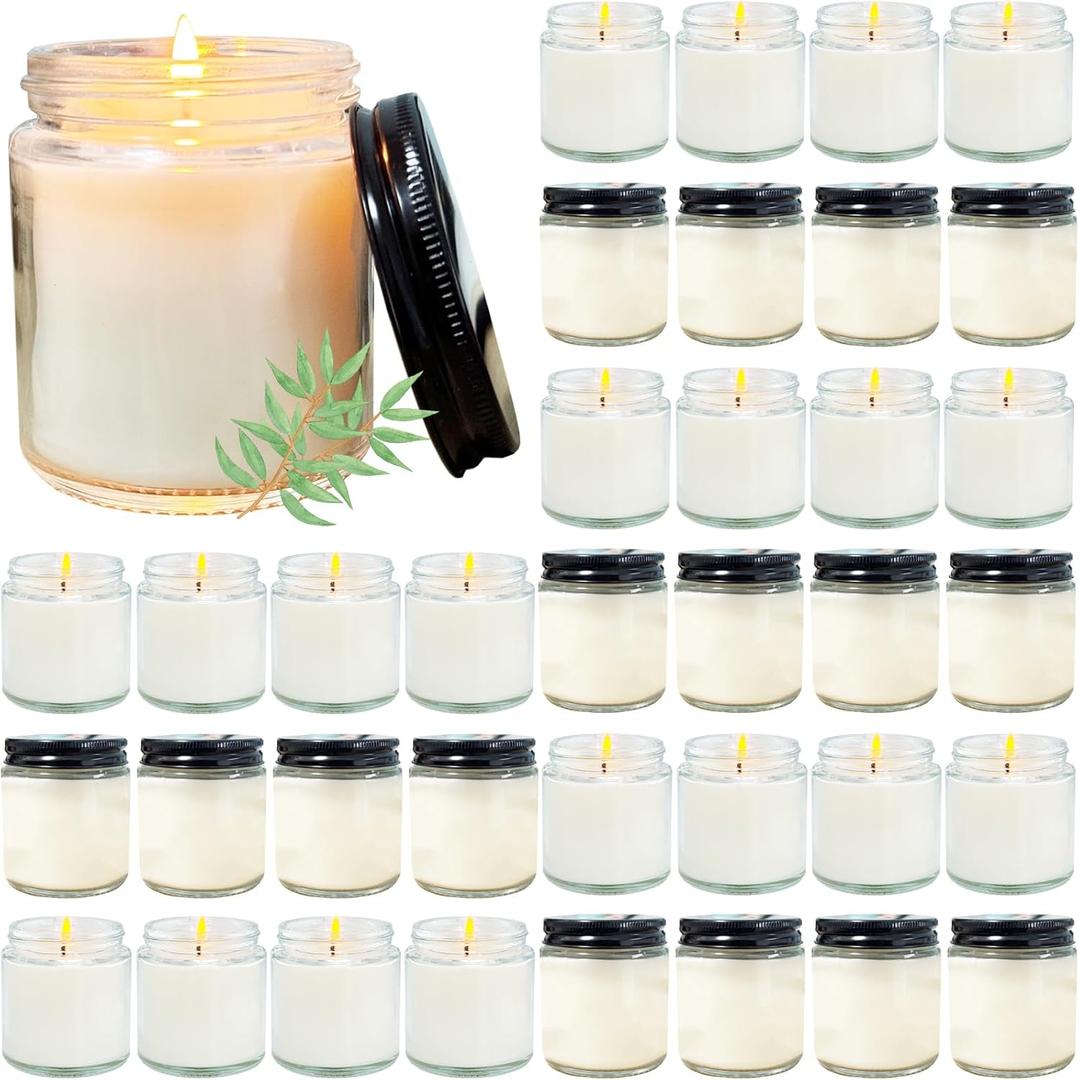 36 Pcs 4 Oz Mini Soy Candles,Eucalyptus Scented,Aromatherapy Candle,Bulk Candle SetGreat Stress Relieving Scented Candles for Girls as a Gift for Birthdays, Weddings and More!