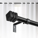 Heavy Duty Curtain Rods for Windows 66 to 120 Inch(5.510ft),1'' Diameter Black Drapery Rod with Geometric Finials, Adjustable Decorative Curtain Rod Set,30"120"