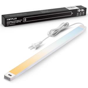 MYPLUS Under Cabinet Lights with Hand Wave, 16" Dimmable 5 Color 2700K/3500K/4000K/5000K/6500K, Bright 450 Lumens,7W,120V, Led Light Bar for Kitchen,Sink,Indoor