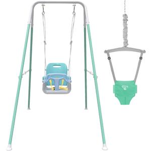 2 in 1 Toddler Swing & Baby Jumper, Foldable Baby Swing Outdoor & Indoor Use, Easily Installable and Storable
