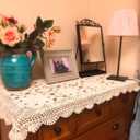 Damanni Rectangular Cotton Handmade Crochet Lace Table Runner Doilies Table Dresser Scarf,24 Inch by 31 InchBeige