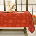 Softalker Fall Jacquard Tablecloth - Thanksgiving Maple Pumpkin Rectangle Table Cover, Autumn Harvest Waterproof Table Cloths Decor for Holiday, Dining, Party - Burnt Orange 60 x 120 Inch
