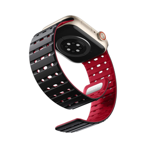 Bandletic Magnetic Watchband Compatible with Apple Watch Ultra Band Women Men, Silicone Sport Replacement Strap for iWatch 49mm(Ultra 3/2/1),46mm(11/10),45mm(9/8/7),44mm(SE3/SE2/SE/6/5/4),42mm(3/2/1)
Color: Black/Red