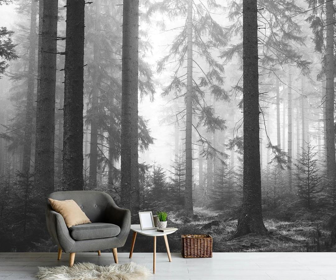 PYFFYP- Dark Foggy Forest Wallpaper murals for Bedroom(Not Peel and Stick) (135" x 96", P018)