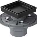 Neodrain 4-Inch Square Shower Drain with Removable Tile Insert Grate, 304 Stainless Steel, Includes Shower Drain Base Hair Strainer, Matte Black