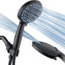 AquaCare High Pressure 8-mode Handheld Shower Head - Anti-clog Nozzles, Built-in Power Wash to Clean Tub, Tile & Pets, Extra Long 6 ft. Stainless Steel Hose, Wall & Overhead Brackets (Matte Black)