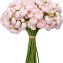32Pcs Ranunculus Artificial Flower, Faux Silk Mini Ranunculus Flowers for DIY Bouquet, Bulk Fake Peony Wedding Filler Flowers for Centerpieces Arrangements Bridal Shower Decorations Light Pink
