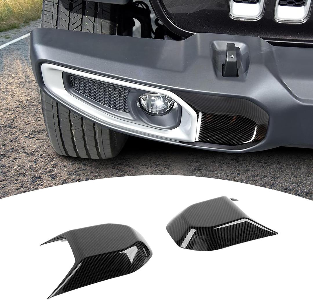 for Jeep JL Front Bumper Trim Cover Compatible with Jeep Wrangler JL JLU Gladiator JT 2018-2024 Carbon Fiber Exterior Accessories 2pcs
