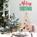 Geelin 12 Inch Christmas Tree Table Decor with Lights and Red Ball Wooden Xmas Tabletop Centerpiece Tree Statue Decoration for Xmas Winter Gift Fireplace Mantle Shelf Desktop Home