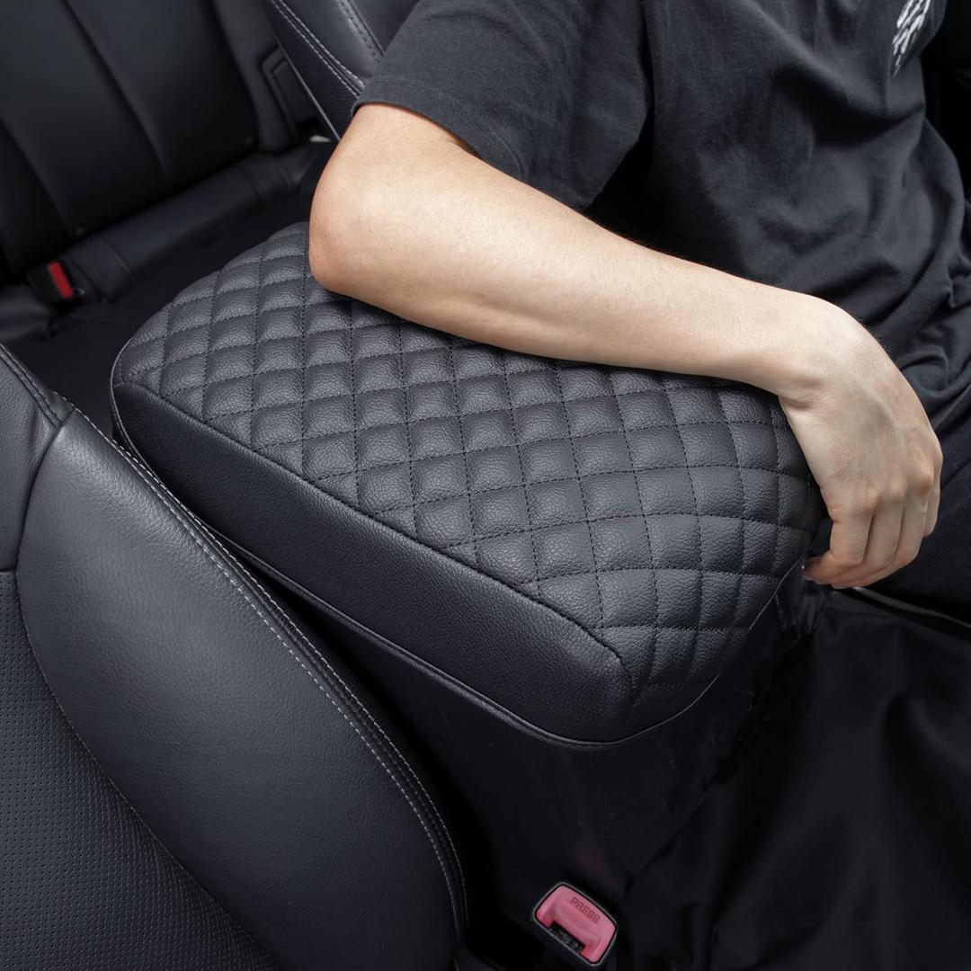 JKCOVER Center Console Armrest Cover Compatible with Toyota 4Runner 2010-2022 2023 2024 Truck Accessories Premium PU Leather Cushion Protector (Black)