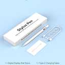 MoKo Stylus Pen for iPad 2018-2025, USB-C Fast Charging Pencil with LED Power Display Tilt Sensitivity for Apple iPad A16/11/10/9/8/7/6, Air 7/6/5/4/3/M3/M2, Pro 13"/12.9"/11"/M4, Mini 7/6/5, White