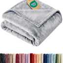 Ultra Soft Fleece Blanket Throw Size - Flannel Fleece Luxury Throw Blanket - Lightweight for Couch Bed Chair - Thick, Warm and Breathable - All Season Cozy Fuzzy, Anti-Static Microplush Bedding, Grey