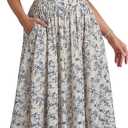 KUTUMAI Women Summer Corset Midi Dress Floral Lace Smocked Flowy A Line Wedding Guest Bridal Shower Dresses with Pockets (Medium)