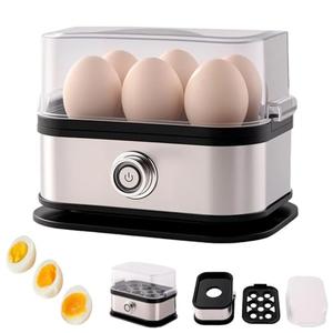 Smart Egg Cooker with Auto Shut, Multi-function Rapid Eggs Cooker Electric 6 Egg Capacity, Hard Boiled, Medium, Soft Boiled Egg Cooker with Knob Controled Auto Shut-Off Function