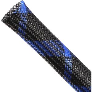 Expandable Braided Sleeving, PET Automotive Wire Loom, Flexible Cable Management for Audio Video and Other Home Device, Cord Protector from Pets (Black Blue, 5/8" x 25ft)