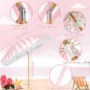 Talltalk 6 ft Outdoor Beach Patio Steering Umbrella with Fringe, Steel Pole, Steel Ribs and Carry Bag Elegant Table UPF 50+ UV Boho Umbrella for Outdoor Picnic Beach Backyard(Peach and White)