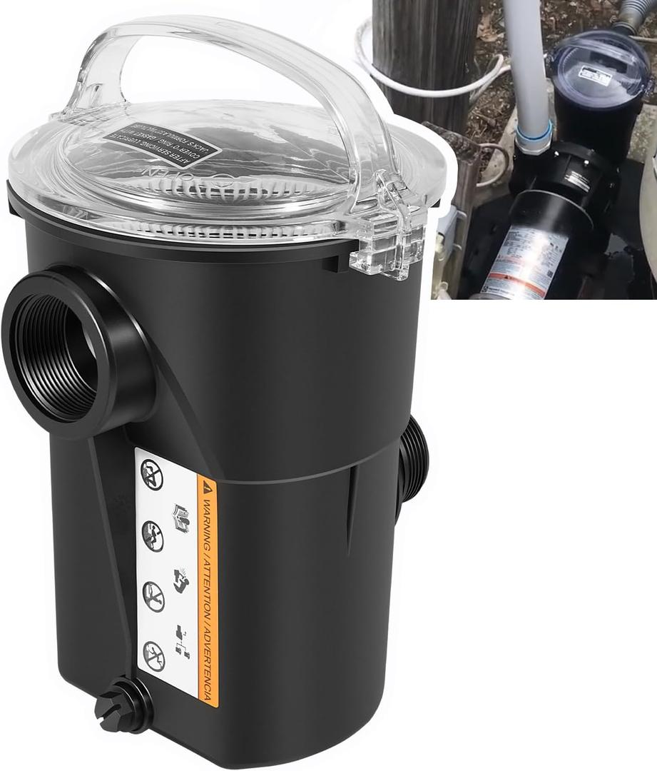 Bonbo SP1516 Pump Strainer Housing, Lid & Basket for Hayward Power-Flo LX Above-Ground and for Power-Flo II Self-Priming Pool Pump, Strainer Assembly 1-1/2 FIP x 1-1/2 MIP Inch Connections