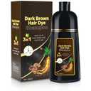 Dark Brown Hair Dye Shampoo 3 in 1 for Gray Coverage for Women/Men, Color Shampoo Instant Herbal Ingredients Semi Permanent