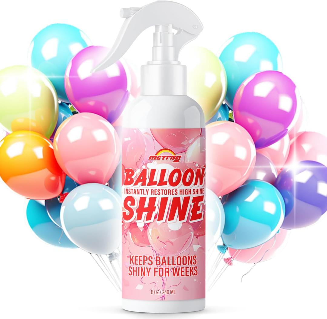 Instant Glow Balloon Shine Spray for Latex Balloons, High-Gloss Balloon Spray to Last and Shine, Perfect for Balloons Decorations, Arches, Garlands, Parties, Events, 8oz
