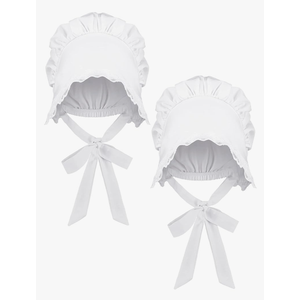 JenPen White Bonnet Women Colonial Hat Mob Bonnets Straw Handmaids Cosplay Easter Costume Lace with Adjustable Straps