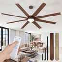 Fanbulous 74 Inch Ceiling Fans with Lights and Remote, Walnut Indoor/Outdoor Ceiling Fan with Quiet Reversible DC Motor, 6 Speeds, 3CCT, 8 Blades Large Ceiling Fan for Living Room Bedroom Patio