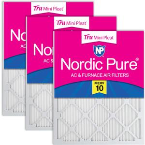 Nordic Pure 24x30x1 Tru Mini Pleat MERV 10 AC Furnace Air Filters 3 Pack